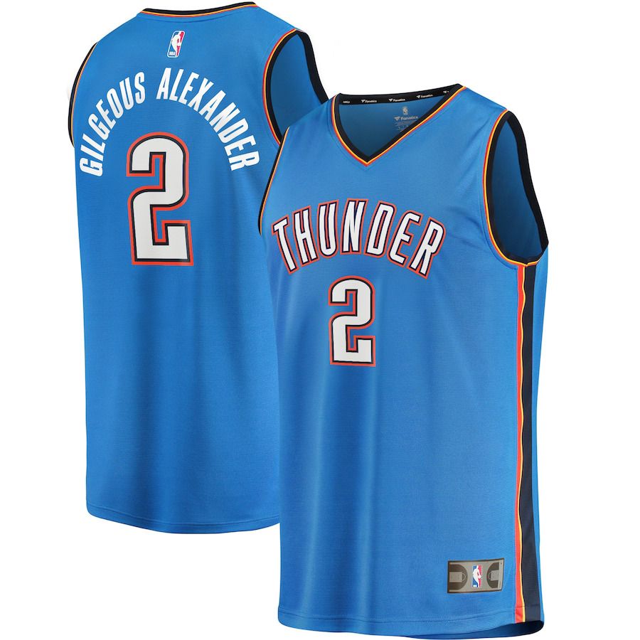 Men Oklahoma City Thunder 2 Shai Gilgeous-Alexander Fanatics Branded Blue Fast Break Player NBA Jersey